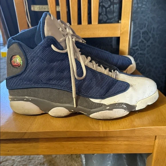 Jordan Navy and White High-Top Sneakers - Picture 4 of 8